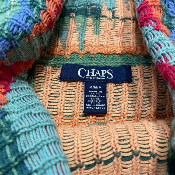 Chaps Navajo Aztec Southwestern Cowl Neck Knit Sweater Medium M - Picture 7 of 13